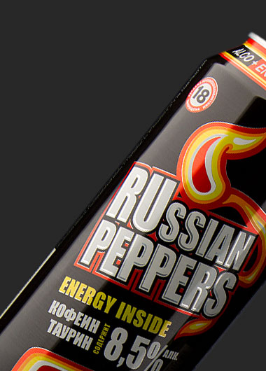 Alco energy drink RUSSIAN PEPPERS can design.