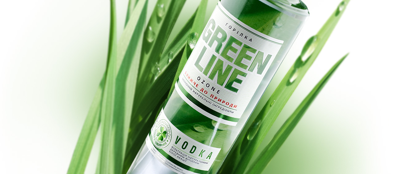 GREEN LINE vodka label design creation.